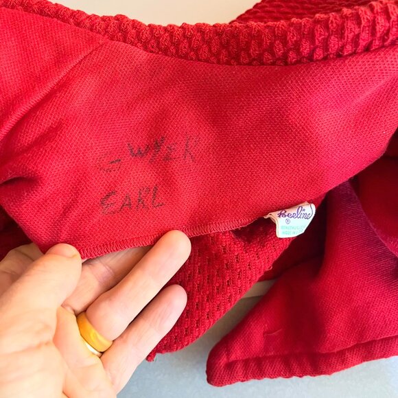 Vintage Beeline Fashions Size S? Red Double-Breasted Knit Cardigan Jacket - Picture 9 of 10